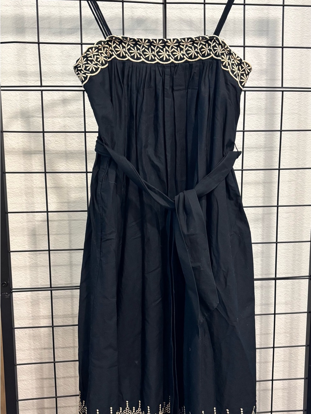 Banana Republic Black Dress with Cream Embroidery